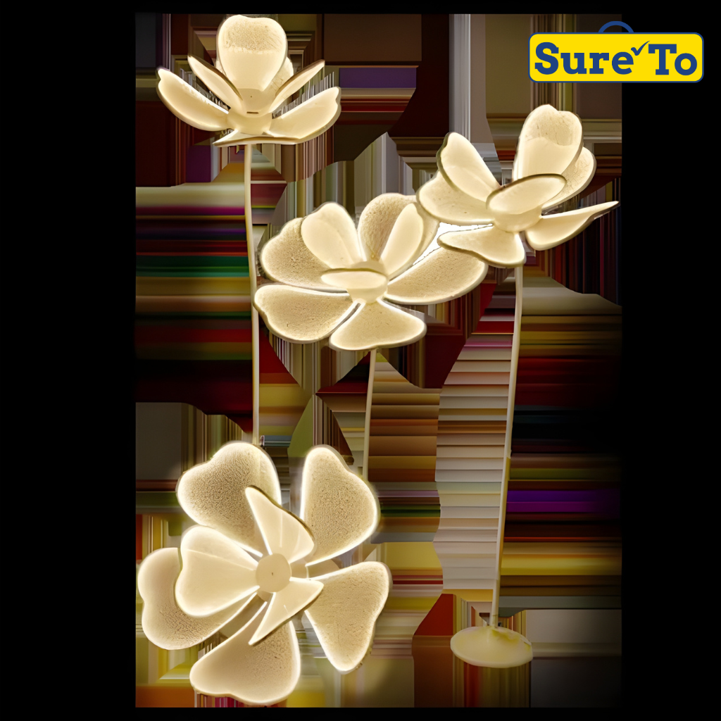 Sureto Set of 4 Flower Head Rose and Peony Wedding Walkway Props with LED Lamps