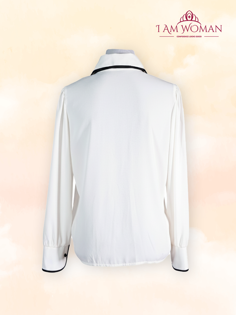 White Blouse With Black Necktie