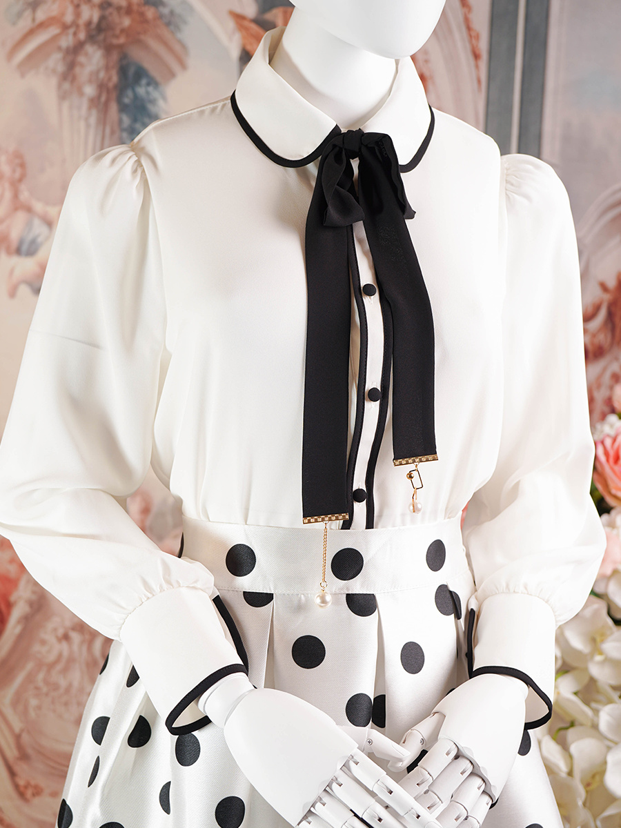 White Blouse With Black Necktie