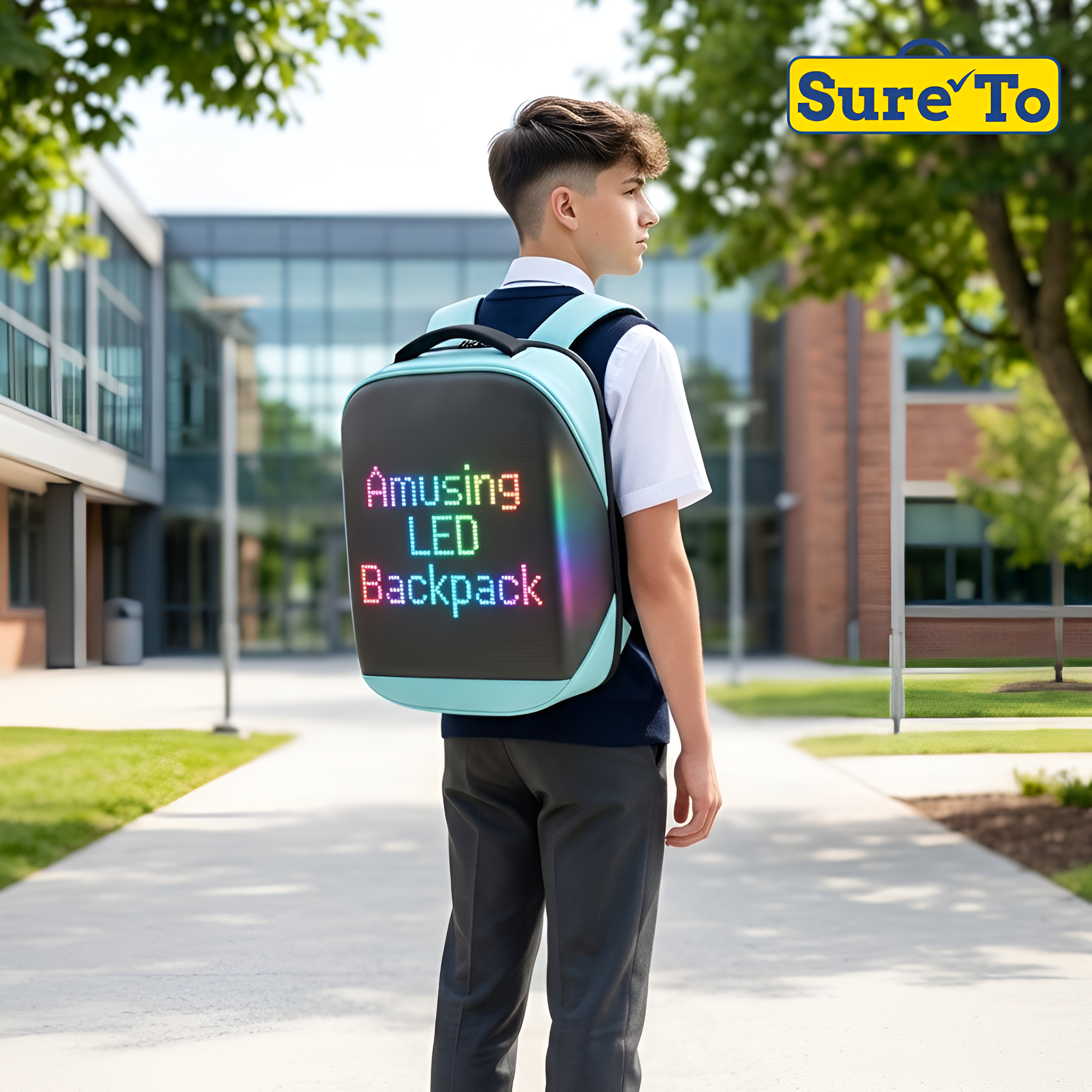 Sureto LED Backpack Nylon Blue and Black