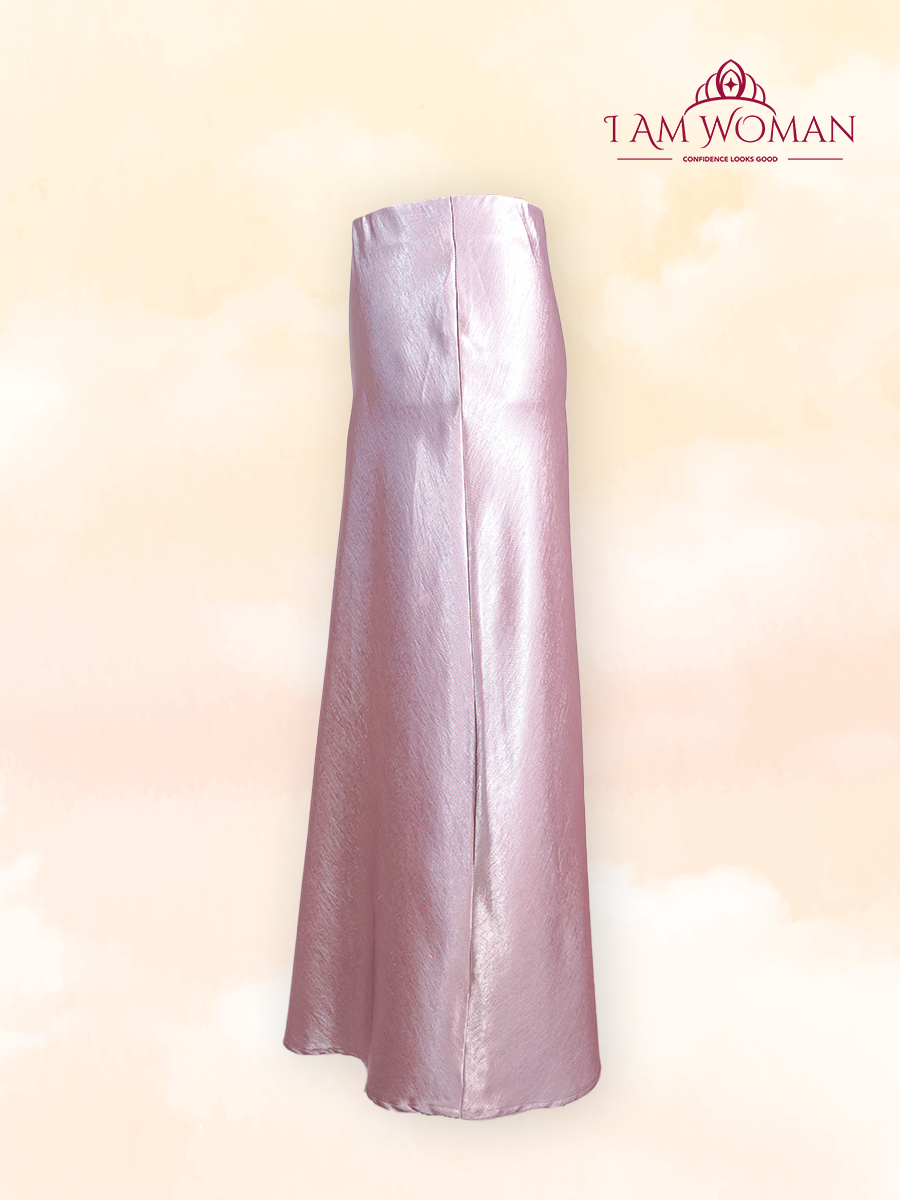 Blush Pink Satin A-Line Maxi Skirt