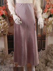 Blush Pink Satin A-Line Maxi Skirt