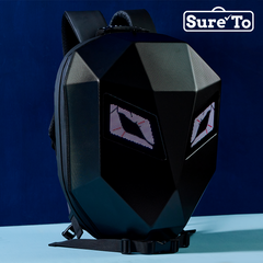 LED Rider Backpack Hard-shell PVC Plain Black