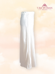 Ivory Satin High-Waisted Skirt