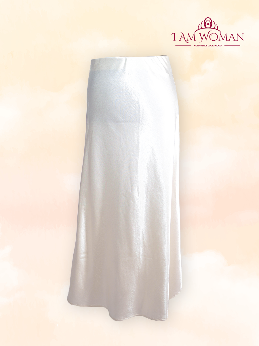 Ivory Satin High-Waisted Skirt
