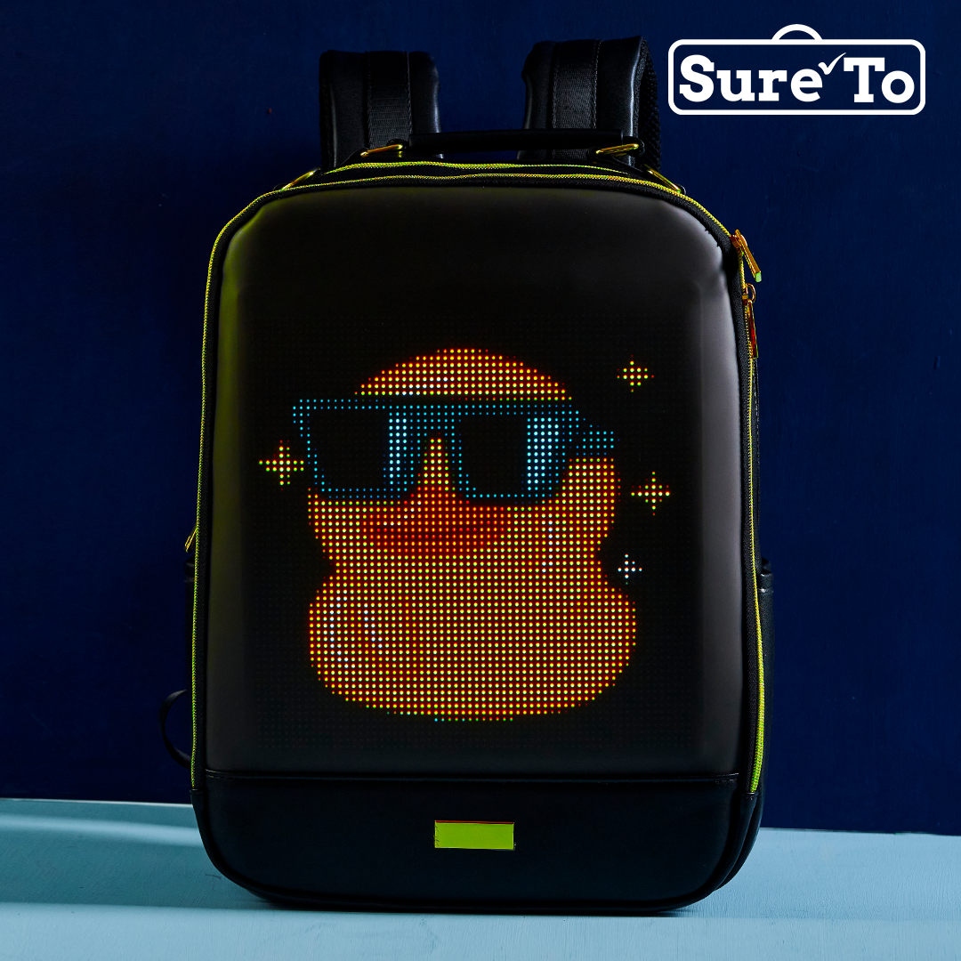 LED Backpack Nylon PLain Black with Gold Hardware