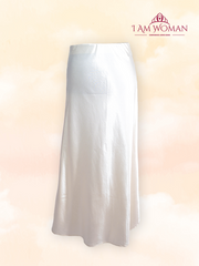 Ivory Satin High-Waisted Skirt