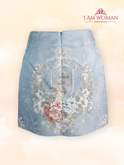Powder Blue Embroidered 3D Floral Skirt