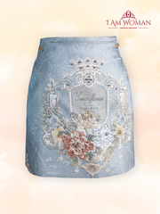 Powder Blue Embroidered 3D Floral Skirt