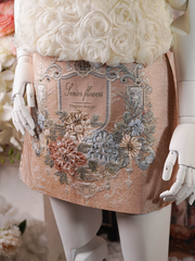 Blush Velvet Embroidered 3D Floral Skirt