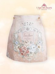 Blush Velvet Embroidered 3D Floral Skirt