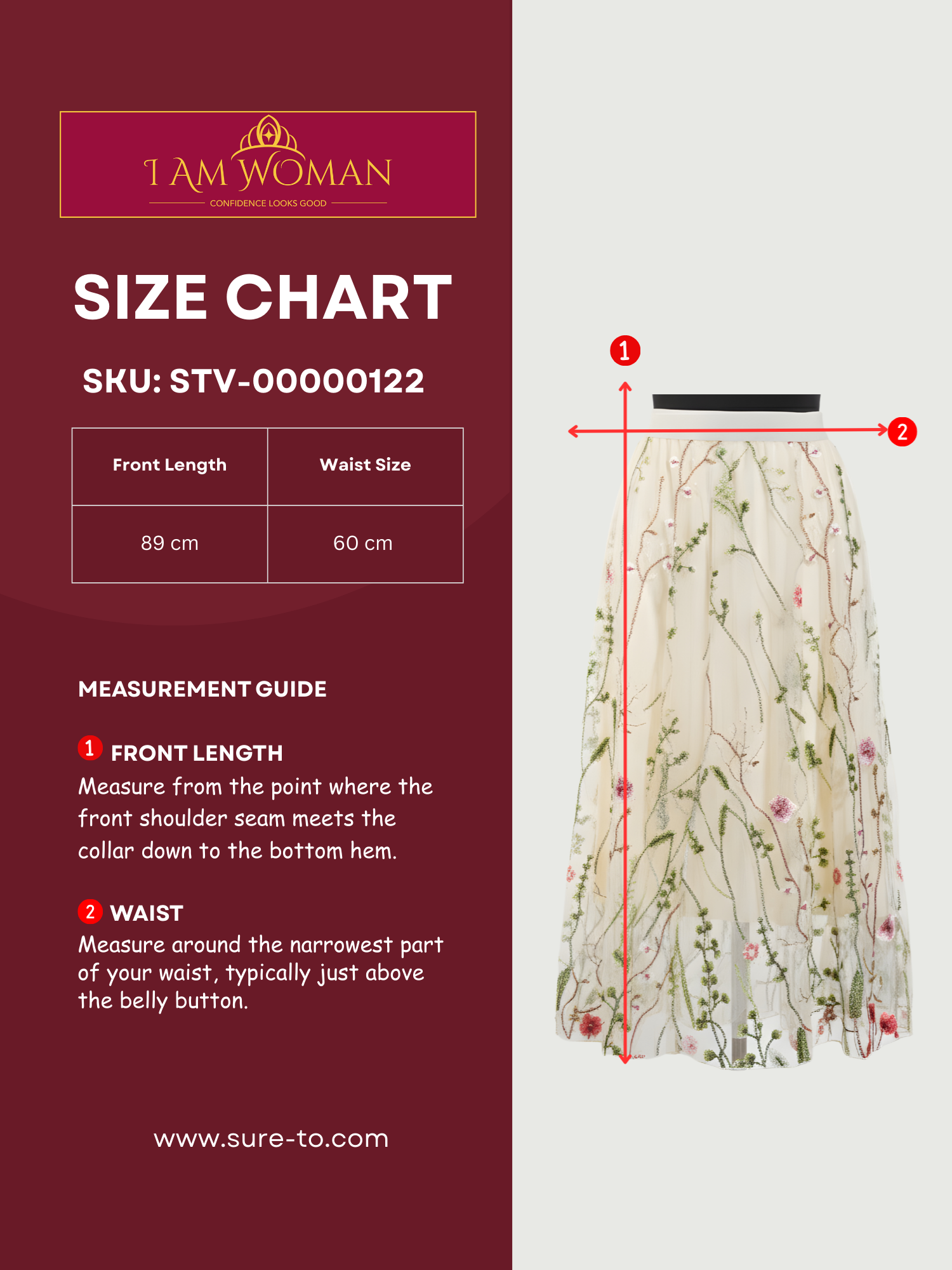 I Am Woman Off-White Floral Embroidered Tulle Skirt