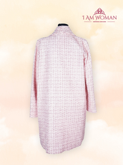 Pink tweed long coat with pockets