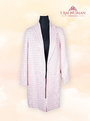 Pink tweed long coat with pockets