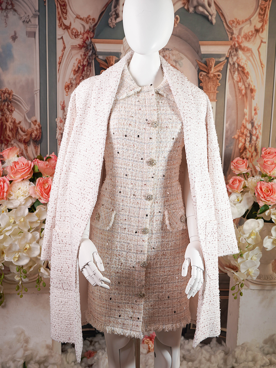 Off-white tweed long coat