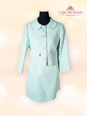 Mint green tweed jacket and skirt set