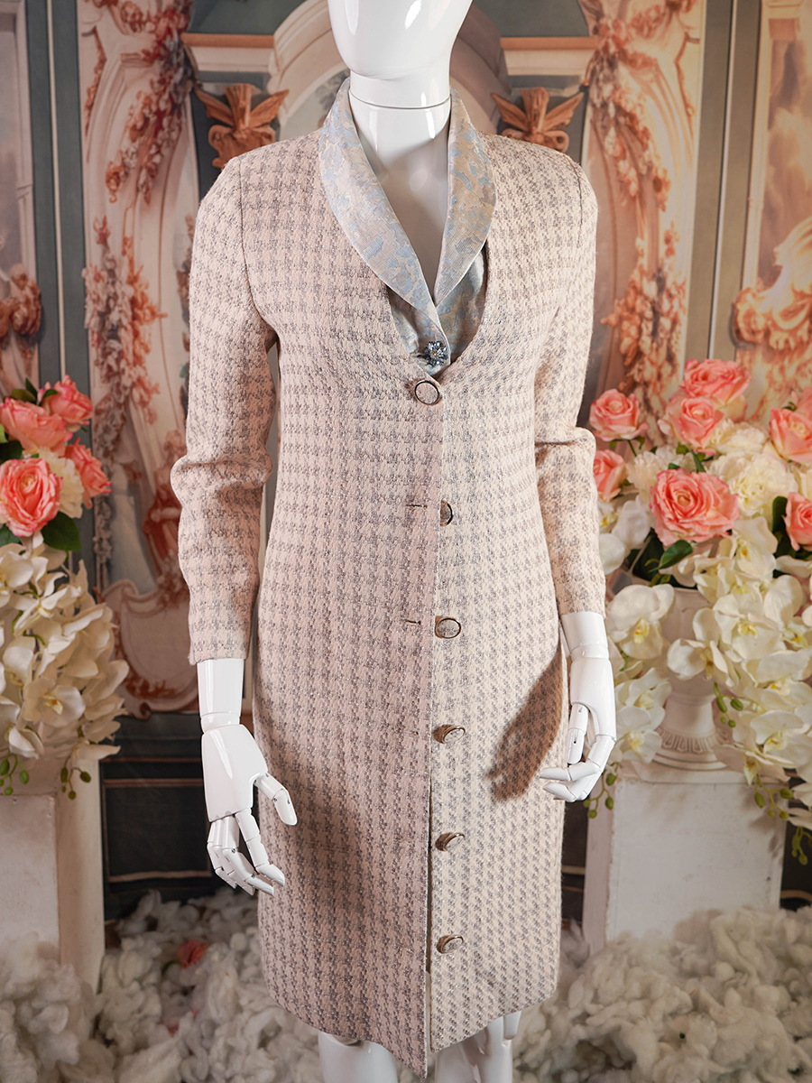 Pale pink button down long coat