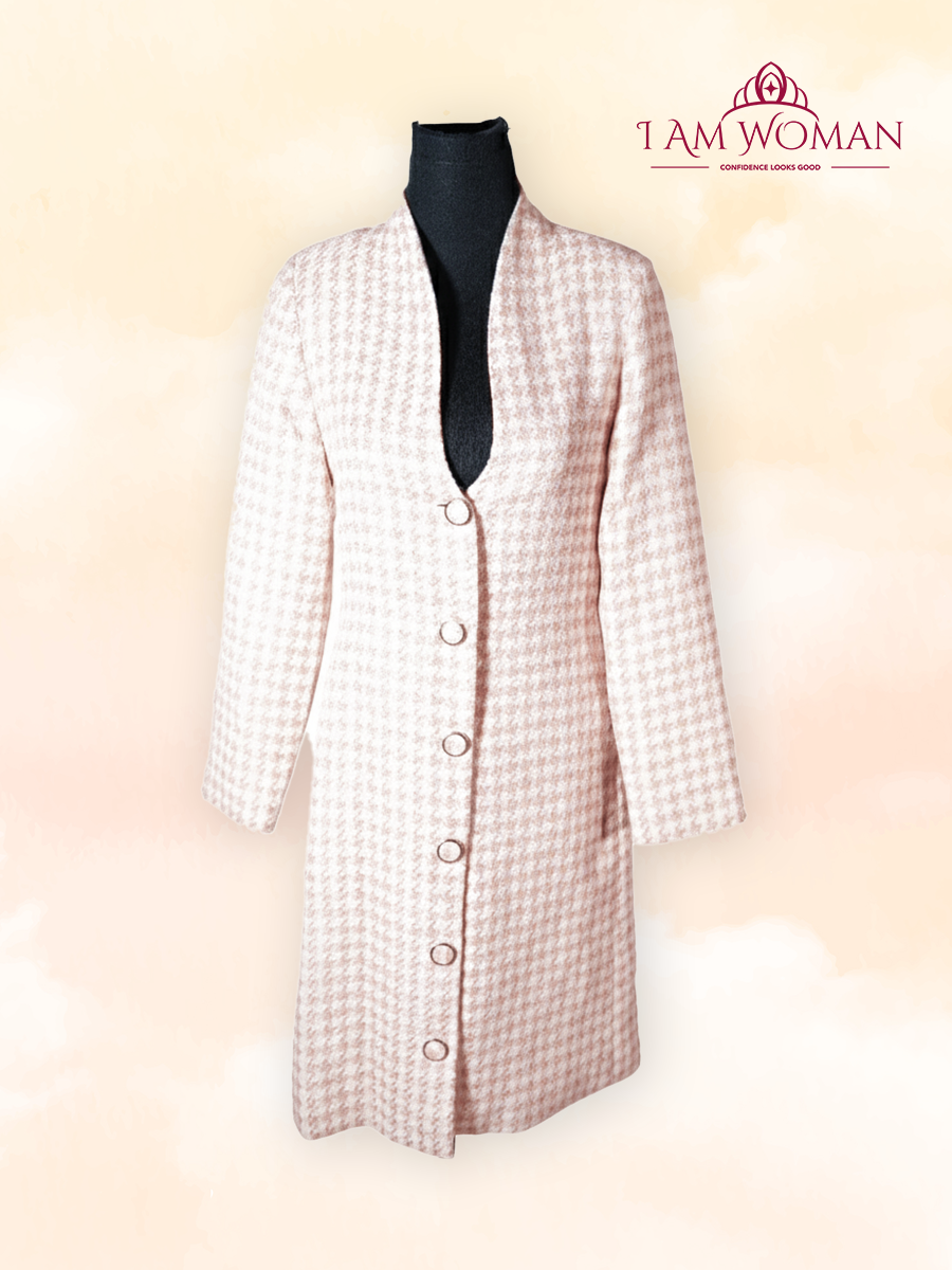 Pale pink button down long coat