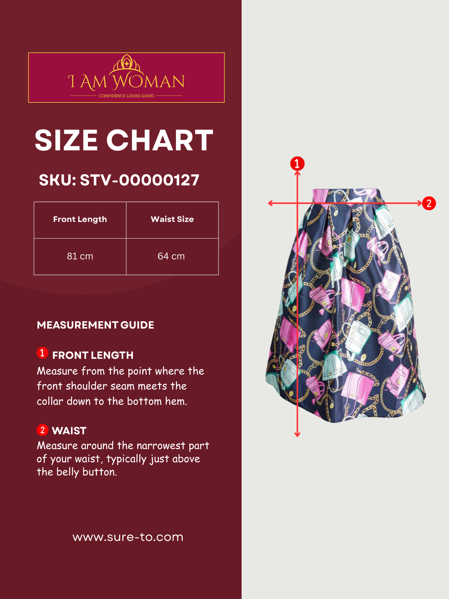 Black Pink Pleated Skirt with Handbag Print