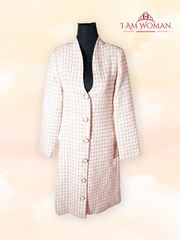 Pale pink button down long coat
