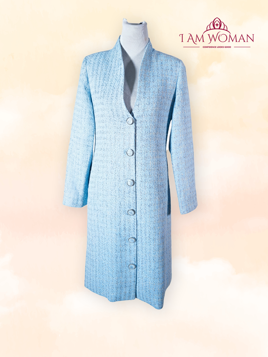 Sky Blue button down long coat