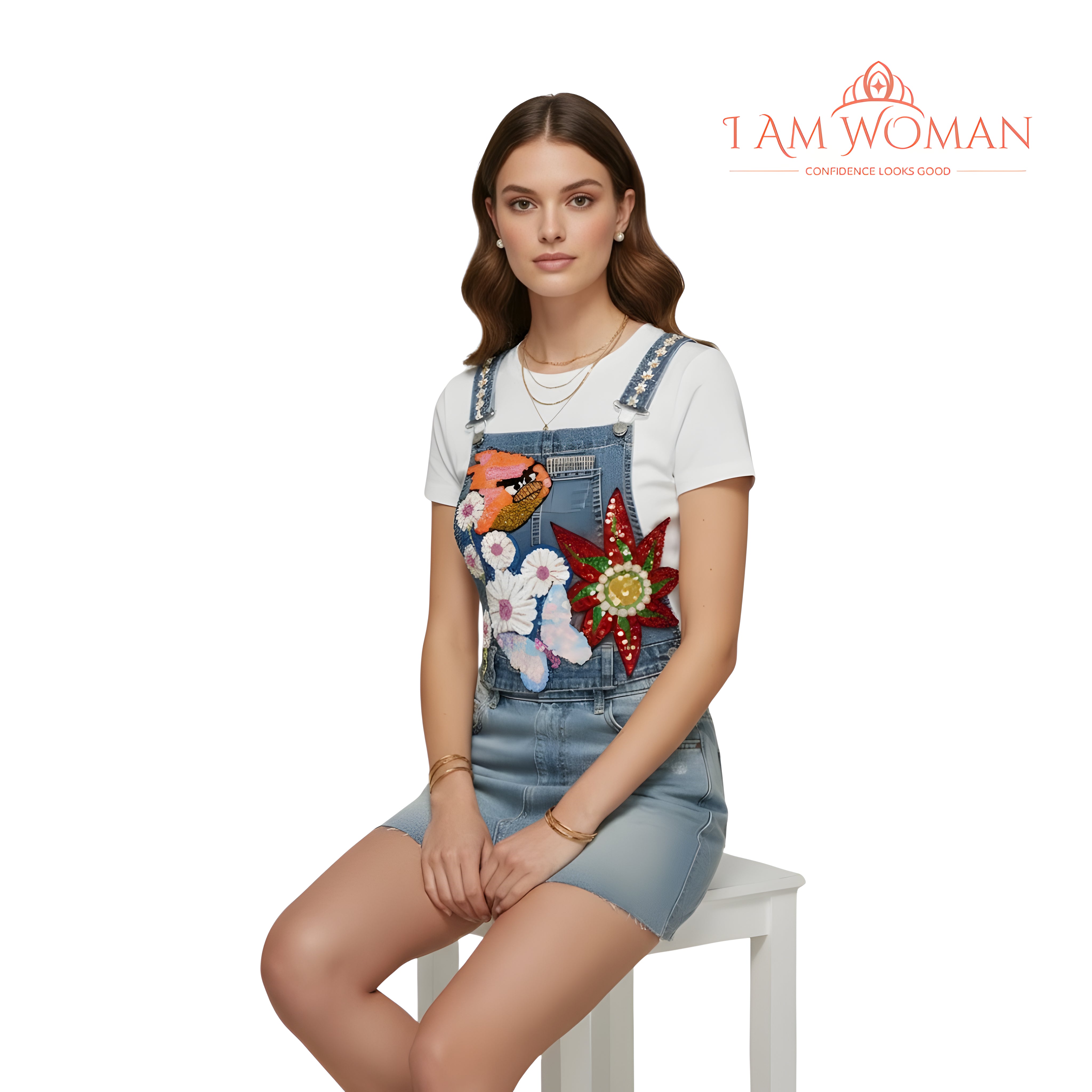 I Am Woman Multi Colored Floral Maong Tank Top