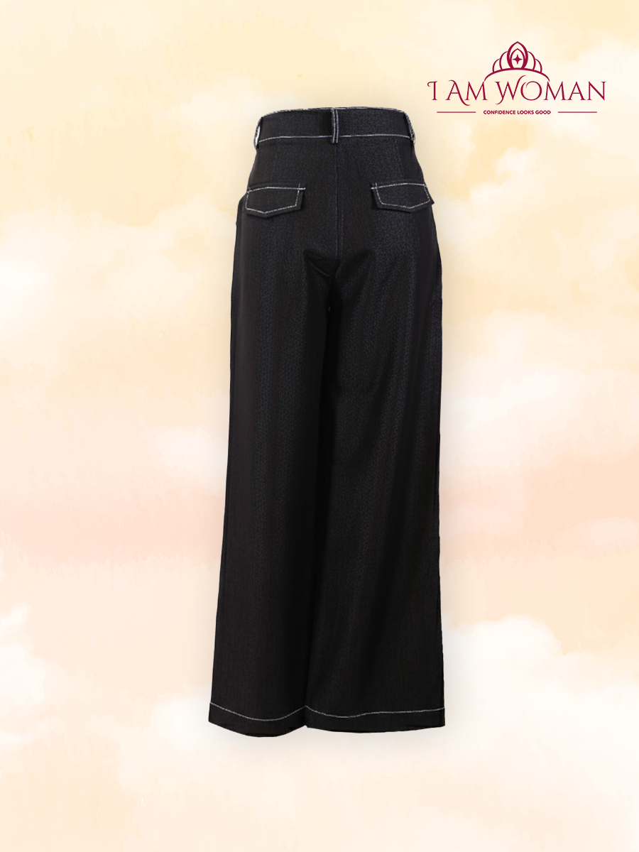 Black Denim Wide Leg Pants High-Waisted