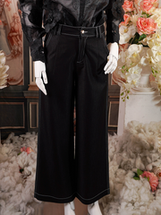 Black Denim Wide Leg Pants High-Waisted