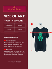 Black T-Shirt with a Teal Teddy Bear Applique