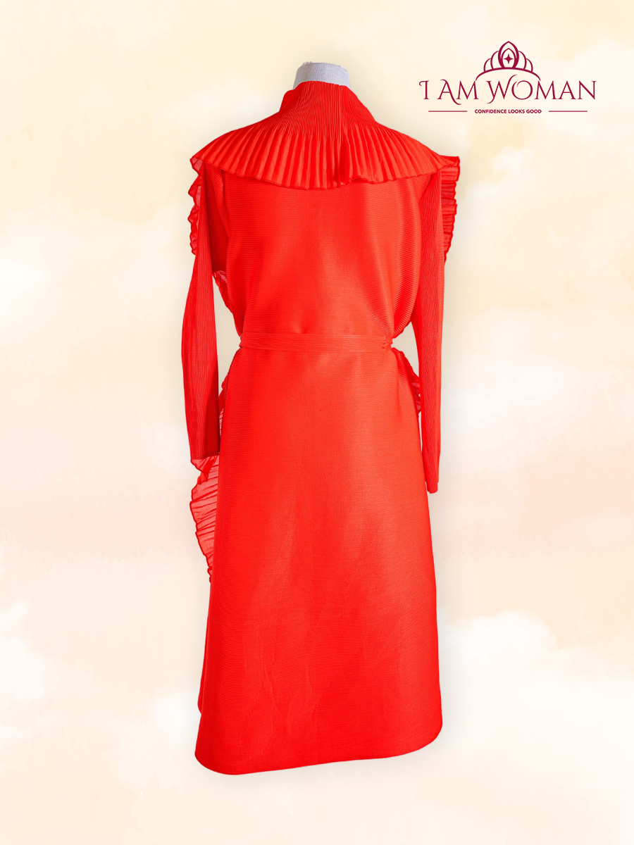 Red Ruffled Long Dress