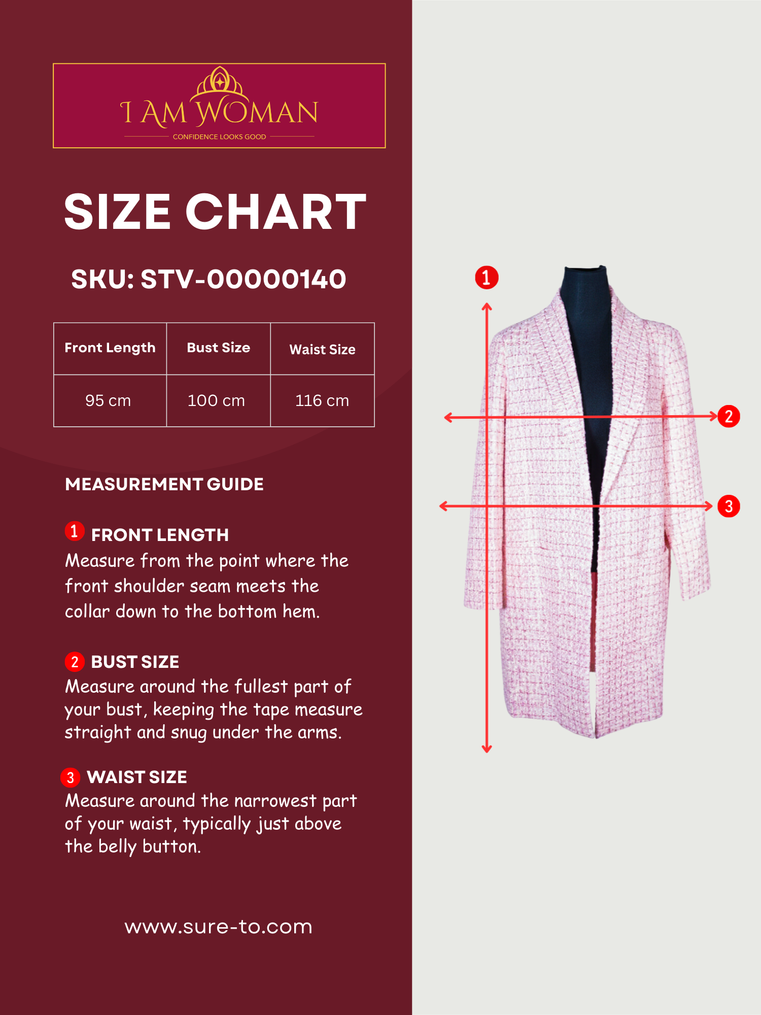 Pink Tweed Long Coat with Pockets