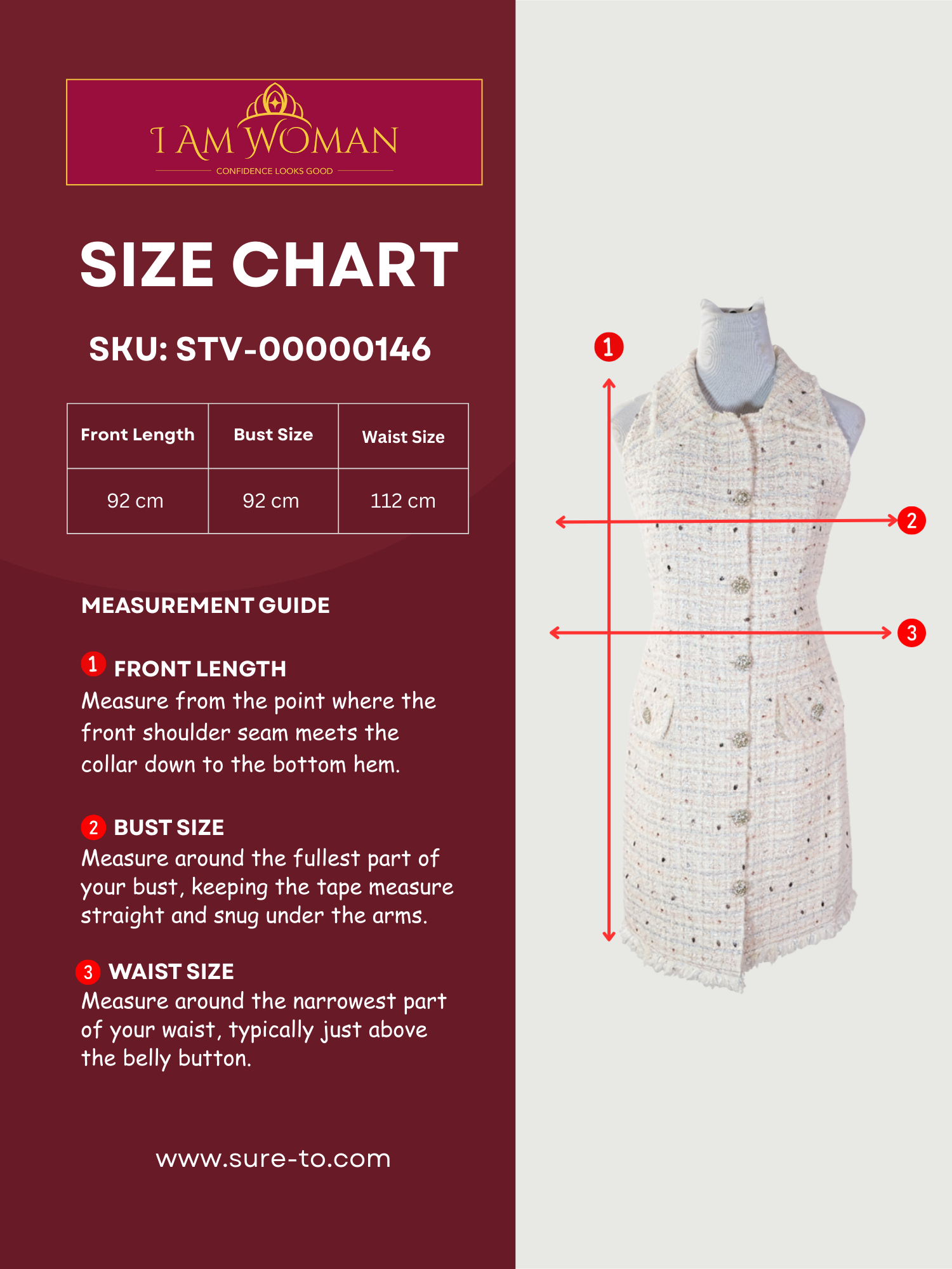 Beige Tweed Dress with Embellished Buttons