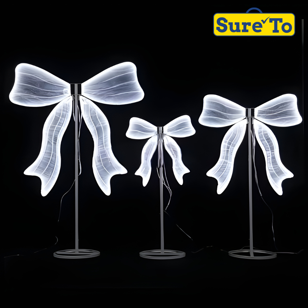 Sureto Set of 3 Romantic Glowing Bowknot LED Light Aisle Decorations