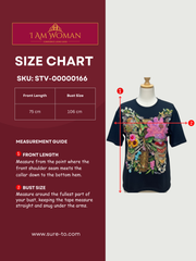 Black, Embroidered Floral and Hummingbird Shirt