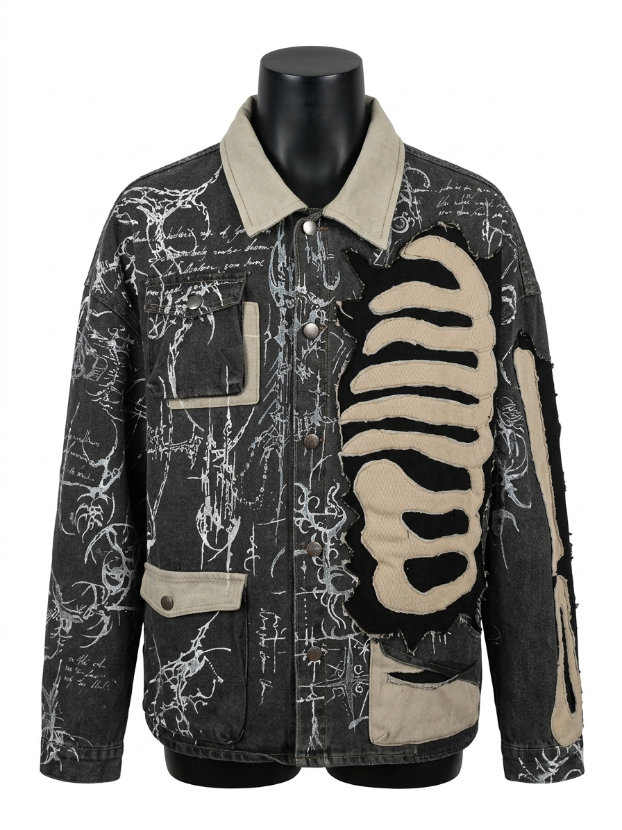 Fashion Denim Jacket Skeleton