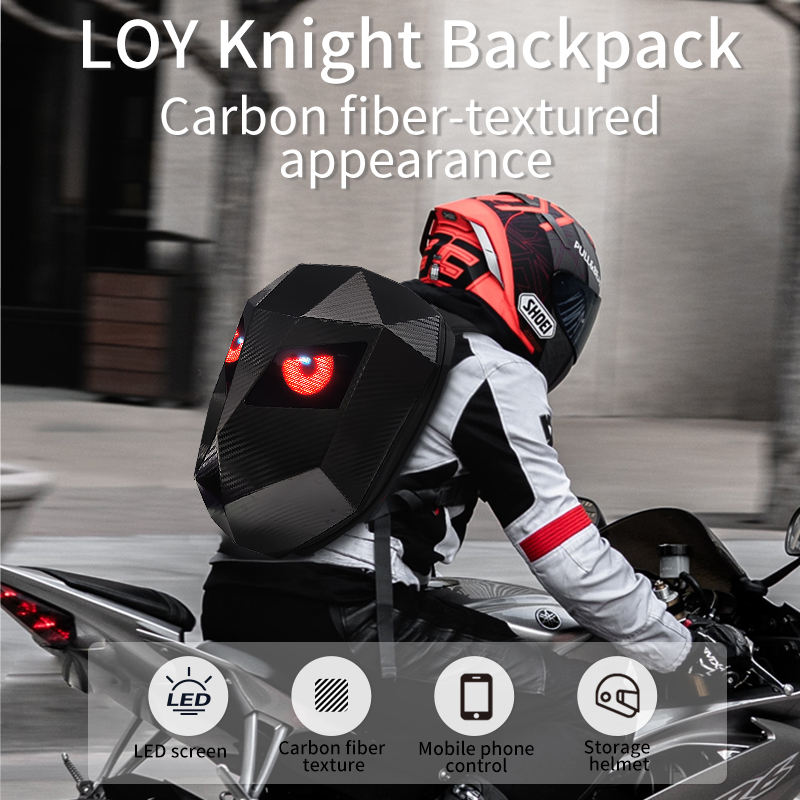 Sureto LED Rider Backpack Knight Hard-shell PVC Plain Black