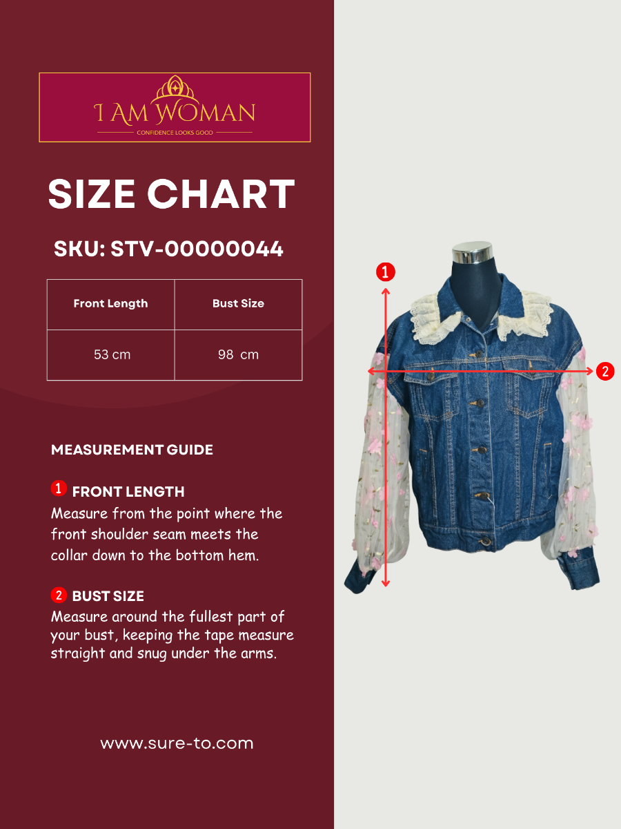 I Am Woman Denim Jacket with Floral Sleeves