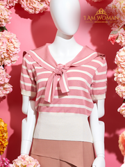 Pink and Cream Striped Sailor Top