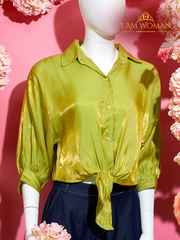 I Am Woman Lime Green Knotted Blouse