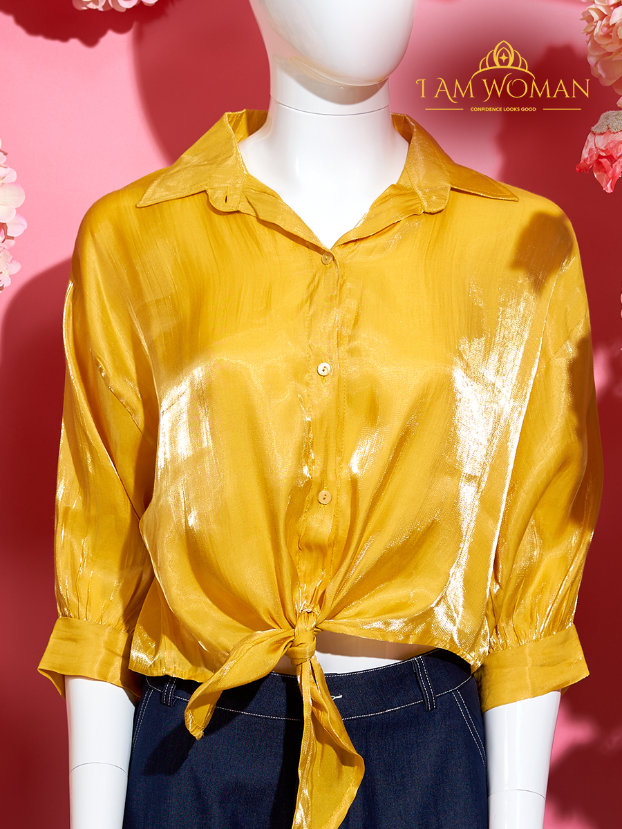 I Am Woman Mustard Yellow Knotted Blouse
