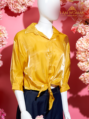 I Am Woman Mustard Yellow Knotted Blouse