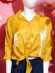 I Am Woman Mustard Yellow Knotted Blouse