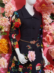 I Am Woman Floral Print Black Fit and Flare Dress
