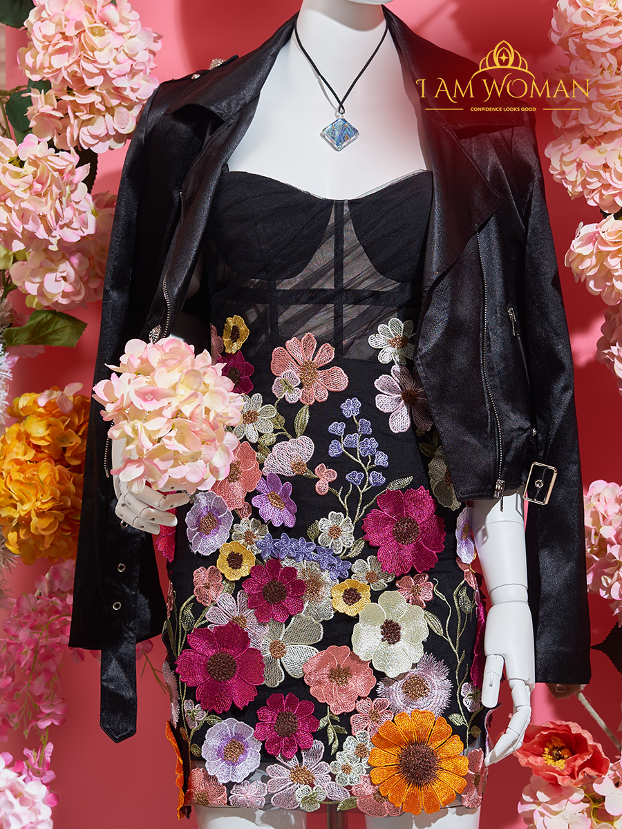 I Am Woman Floral Embroidered Mini Dress