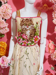 Off-White Floral Embroidered Tulle Skirt