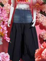 I Am Woman Maong Black Half Skirt