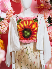 Sunflower Embroidered Cropped Top