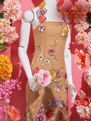 Beige Floral Maxi Dress