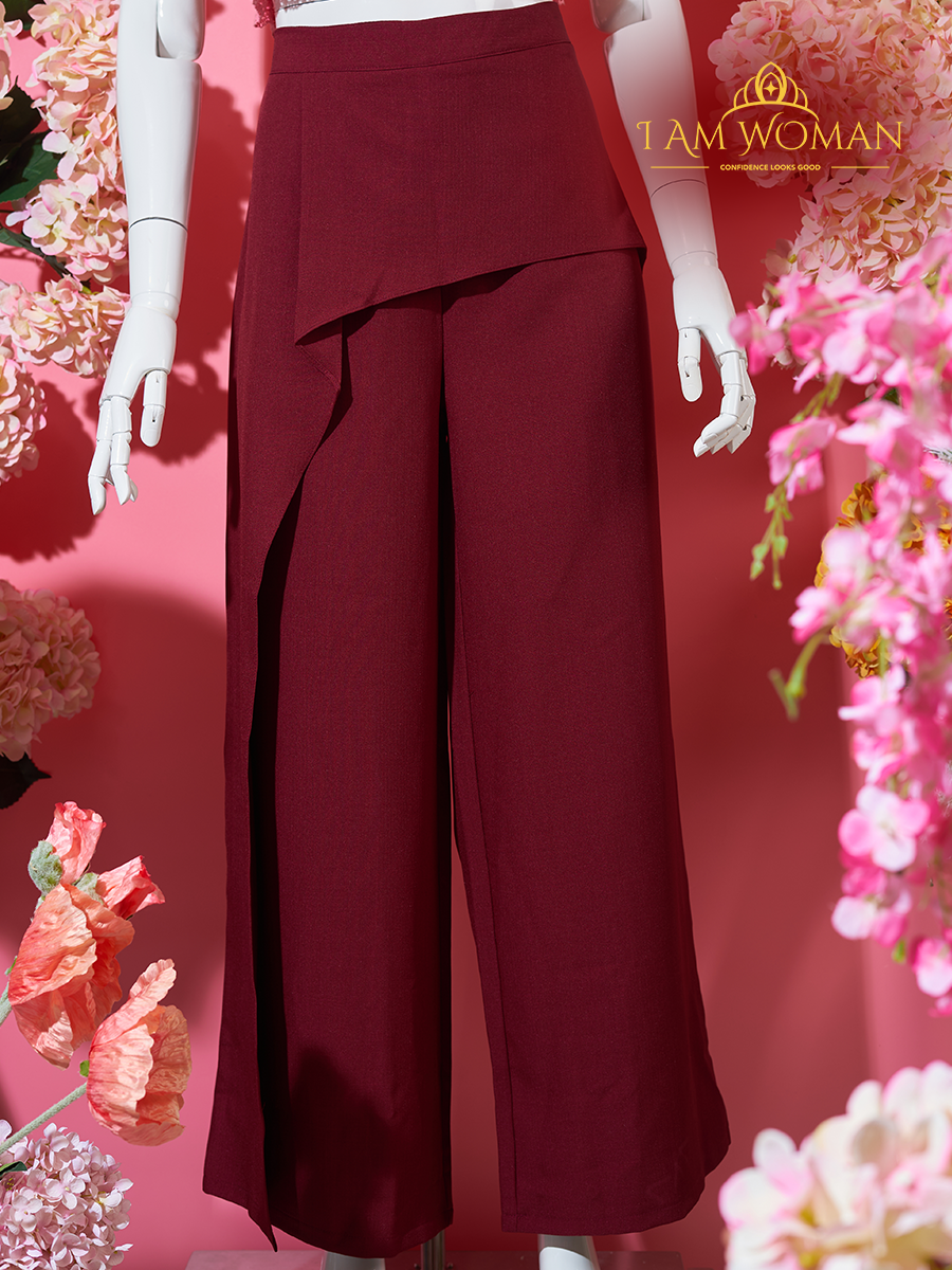 Maroon Wide Leg Trousers