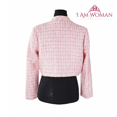 I Am Woman Pink Tweed Cropped Jacket